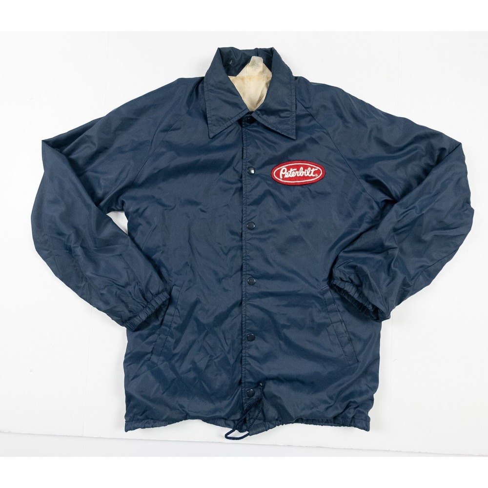 Vintage Peterbilt Jacket Mens Small Blue Windbreaker Coach Trucker Grunge 90s